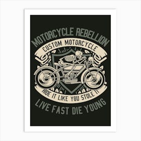 Skull Rebel Motorcycle 1 Art Print