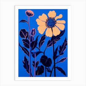 Blue Flower Illustration Gaillardia 4 Art Print