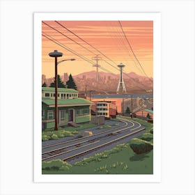 Seattle United States Travel Illustration 1 Art Print