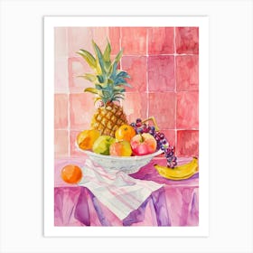 Pink Breakfast Food Fruit Salad 3 Art Print