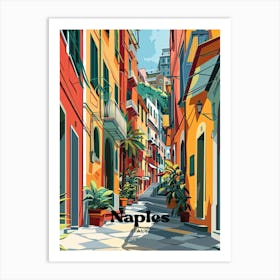 Naples Townview Travel Illustration Art Print