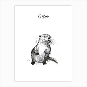 B&W Otter Poster Art Print