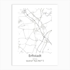 Erftstadt,Germany Minimalist Map Art Print