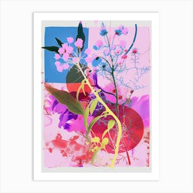 Gypsophila (Baby S Breath) 3 Neon Flower Collage Art Print