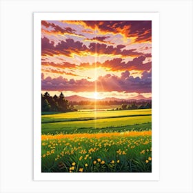 Sunset In The Field 29 Art Print