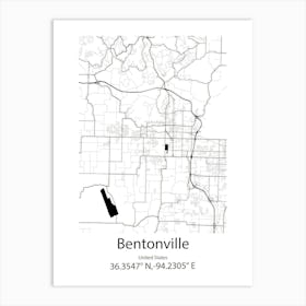 Bentonville,United States Minimalist Map 1 Art Print