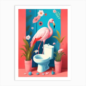 Flamingo Bathroom Art Print