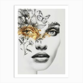 Gold And Butterflies Canvas Print Art Print