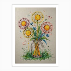 Dandelions In A Vase Art Print