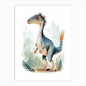 Cute Cartoon Parasaurolophus Dinosaur Art Print