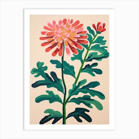 Cut Out Style Flower Art Chrysanthemum 1 Art Print