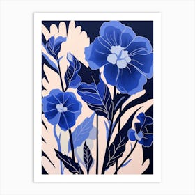 Blue Flower Illustration Gladiolus 3 Art Print