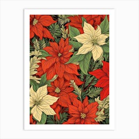 Poinsetta Red And Green 1 Art Print