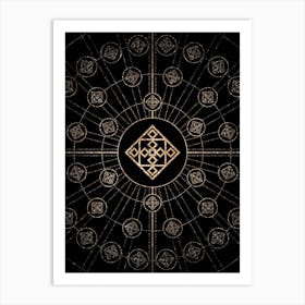 Geometric Glyph Radial Array in Glitter Gold on Black n.0011 Art Print