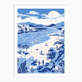 A Screen Print Of Cala Bassa Beach Ibiza Spain 2 Art Print