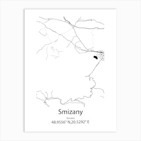 Smizany,Slovakia Minimalist Map Art Print