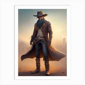 Cowboy In The Desert Art Print