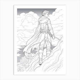 Line Art Inspired By The Wanderer Above The Sea Of Fog 4 Art Print