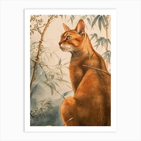 Abyssinian Cat Japanese Illustration 2 Art Print