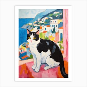 Painting Of A Cat In Positano Italy 1 Art Print