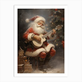 Santa Playing Guitar 1 Art Print