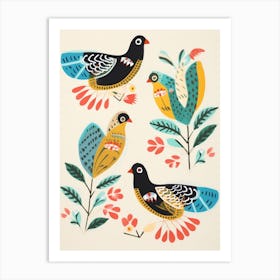 Folk Style Bird Painting Pheasant 3 Art Print