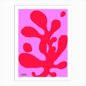 Funky Red Flower on Pink Art Print