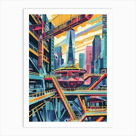 The Vessel New York Colourful Silkscreen Illustration 4 Art Print