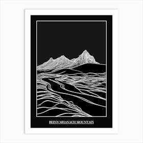 Beinn Mhanach Mountain Line Drawing 4 Poster Art Print