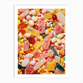 Retro Candy Rainbow Pattern Art Print