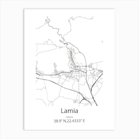 Lamia,Greece Minimalist Map Art Print