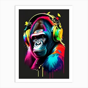 Gorilla Using Dj Set And Headphones Gorillas Tattoo 2 Art Print