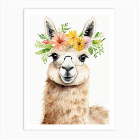 Baby Alpaca Wall Art Print With Floral Crown And Bowties Bedroom Decor (20) Art Print