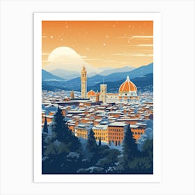 Winter Travel Night Illustration Florence Italy 1 Art Print
