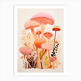 Watercolor Inspired Mushroom Bonatical Painting 1 Art Print