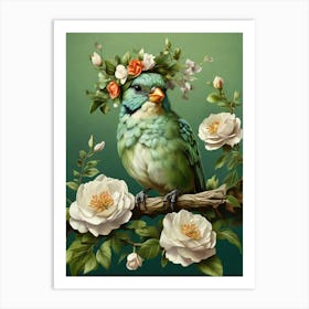 Bird With Flower Crown 2 Art Print