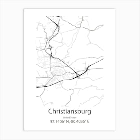 Christiansburg,United States Minimalist Map Art Print