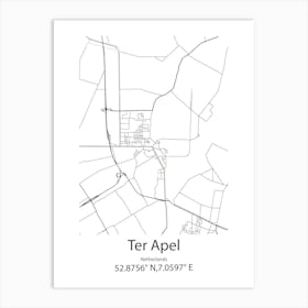 Ter Apel,Netherlands Minimalist Map Art Print