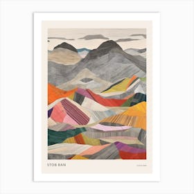 Stob Ban (Grey Corries) Scotland Colourful Mountain Illustration Poster Art Print
