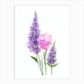 Lavender 2 Watercolour Flower Art Print