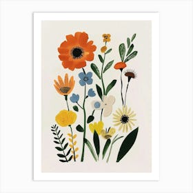 Painted Florals Marigold 1 Art Print
