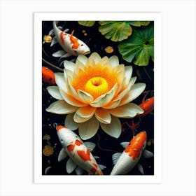 Koi Fish In Water Art Print