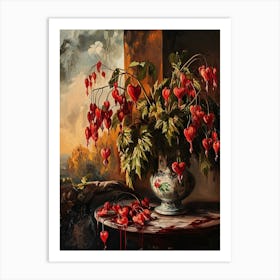 Baroque Floral Still Life Bleeding Hearts Dicentra 3 Art Print