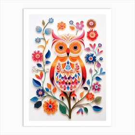 Scandinavian Bird Illustration Owl 1 Art Print