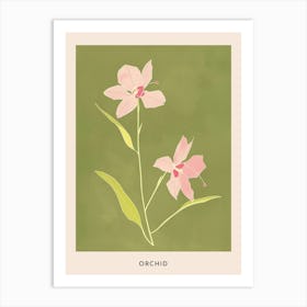 Pink & Green Orchid 4 Flower Poster Art Print