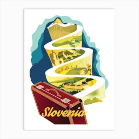 Slovenia, Tourist Attractions and a Suitcase Art Print