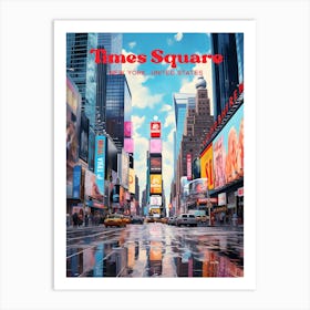 Times Square New York Tourist Destination Modern Travel Illustration 1 Art Print