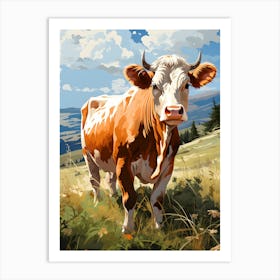 Bucolic Brushstrokes Watercolor Cow Art Print