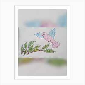 Flying Bird Drawing Art Print