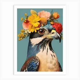 Hawk With Flower Crown Art Print